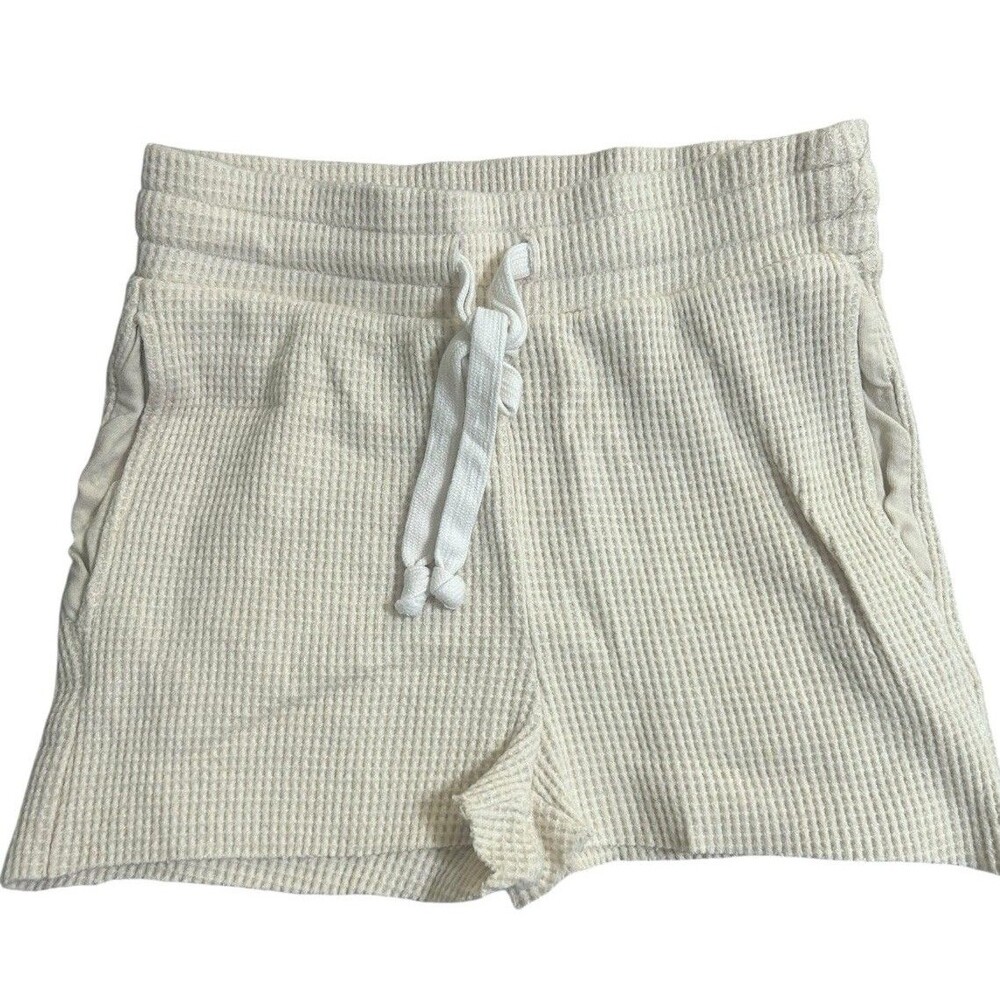 AEO American Eagle XS AE Lounge Shorts Waffle Knit Tan Cream Lazy Luxe